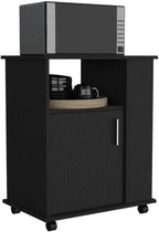 Lower Microwave Pantry 29", Single Door Cabinet, Open Shelf & Side Storage
