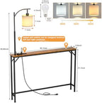 keomaisyto Skinny Sofa Table with Outlet & 3-Color Light, Console Table | 48.1" Behind Couch Table with 3 Color Temperatures Led Bulb, Narrow Console Table for Living Room, Bedroom, Entryway, Hallway