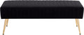 Furniliving 44 Inch Bedroom Bench, Upholstered Tufted Striped Fabric Ottoman Benches with X-Shaped Metal Legs for Living Room, Entryway Solid Wood Indoor Bench for Foyer (Black)