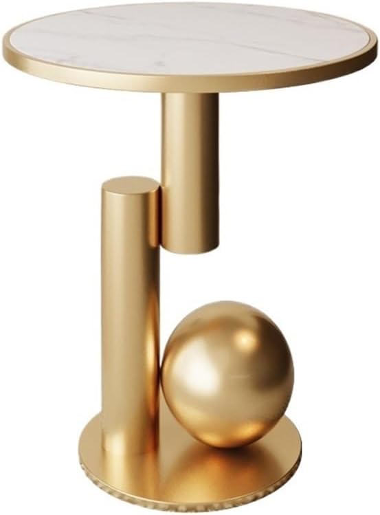 Side Table Round, Modern Accent End Table, Small Drink Table for Small Spaces, Gold