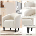 Yaheetech Compact Sherpa Accent Chairs Set of 2 for Small Spaces, Ivory | Compact Cozy Barrel Chairs with a Curved Silhouette, Upholstered Furry Armchair for Small Spaces, Living Room Bedroom Corner