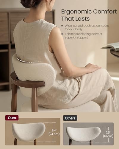 VASAGLE Wooden Dining Chairs Set of 4, Upholstered Kitchen Chairs | Solid Wood Legs, Ergonomic Curved Backrest, Built-in Handle, Mid Century Modern, for Kitchen Dining Vanity, Cappuccino Beige