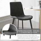 Dining Chairs Set of 4, Modern PU Leather Upholstered Dinner Chairs | Sturdy Metal Legs and Comfort Backrest, Armless Accent Side Chairs for Home Kitchen/Living Room/Restaurant (Dark Grey)