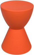 BOWERY HILL Contemporary Plastic Ribbed Round End Table, Hourglass Design with Hidden Storage, Durable UV-Protected Orange Finish, 16.75" H x 11.75" W, Indoor/Outdoor Use
