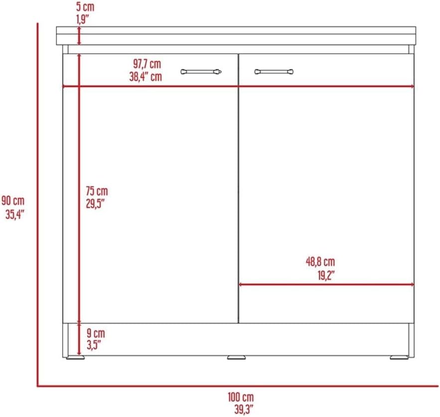Pemberly Row 2 Piece Kitchen Set, Sink Cabinet and Pantry, White Manufactured Wood, Stainless Steel Countertop, 39.3 in Sink Cabinet with Storage, 71.3 in Pantry with Shelves for Kitchen Organization