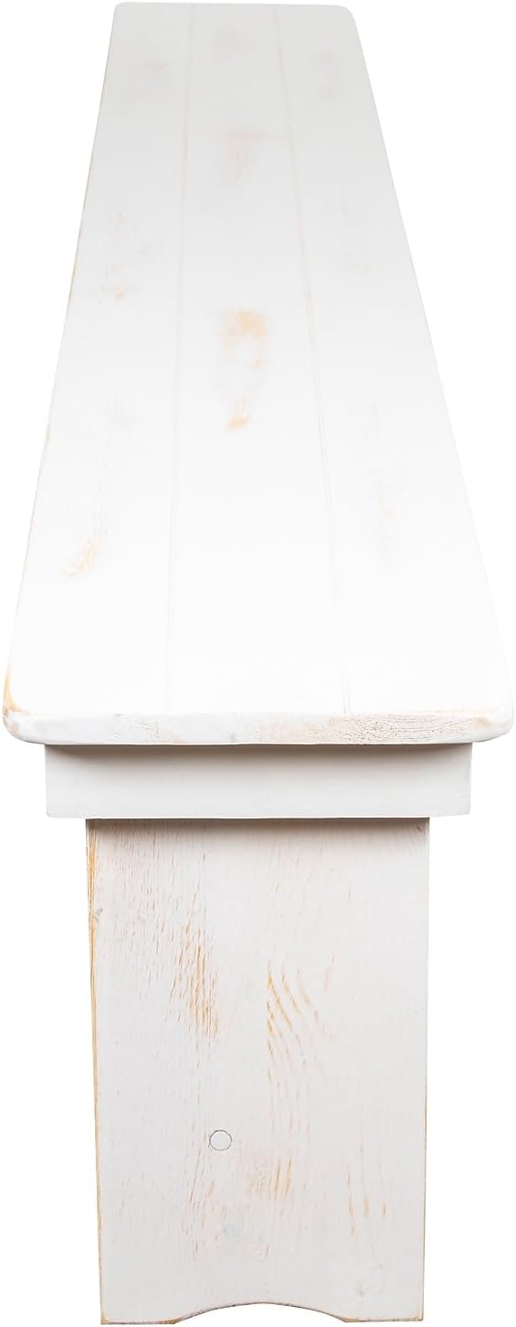 Flash Furniture Hercules Commercial Grade Farmhouse 3 Leg Bench - Solid Pine Foldable Bench with Seating for 4 - 8'x12" - Antique Rustic White