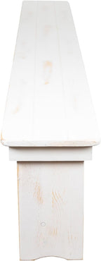Flash Furniture Hercules Commercial Grade Farmhouse 3 Leg Bench - Solid Pine Foldable Bench with Seating for 4 - 8'x12" - Antique Rustic White
