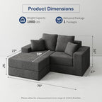 Cloud Modular Sectional Sofa, Comfy Couch for Living Room, Modern L-Shaped Couch with Reversible Chaise, Customizable Sleeper Sofa Bed with Non Slip, No Assembly & Deep Seat, Dark Grey