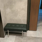 Etlegor Faux Leather Entryway Bench, Minimalist Bed-end Bench with Stainless Steel Legs for Entry, Hallway, Living Room, Bedroom, Walk-in Closet(Green,100x44.5x40cm)