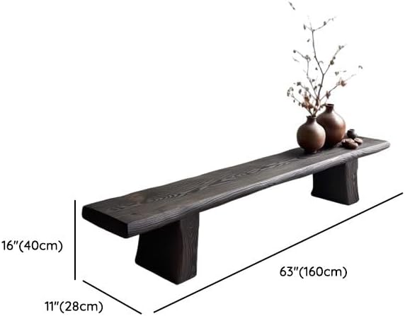 RUNNUP Solid Wood Bench, Shoe Changing Benchs, 63" Modern Narrow Living Room Bench for Bedroom, Entrance, Dining Room