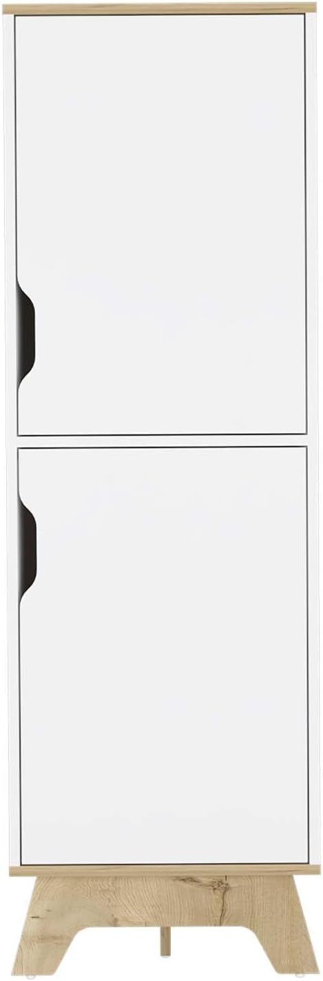 British Single Kitchen Pantry, Four Storage Shelves, Double Doors Cabinets for Kitchen Organization & Stylish Storage Solutions