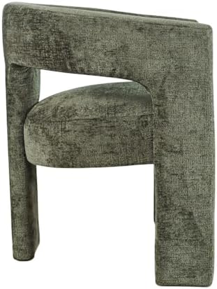 Jofran Gwen Jacquard Upholstered Accent Chair, Modern Luxury Plush Sculptural Armchair for Dining Room or Living Room, Chairs Living Room, Forest, Set of 4