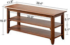 XKZG Shoe Rack Bench Wooden Shoe Storage Bench Entryway Bench, Brown, 39.4" | Rubber wood, Shoe Bench for Entryway, Living Room, Bedroom, Balcony, 39.4"W x 11.8"D x 16.5"H