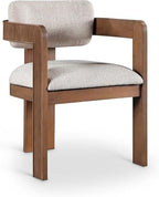 Meridian Furniture Sacha Linen Blend Dining Chair, Beige, Set of 2 | Dining Chair Crafted With Art Deco Fluted Wood, Linen Textured Fabric, And An 18.75" Seat Height: 11093Beige-C
