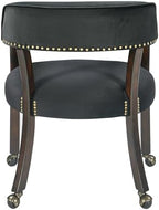 LEEMTORIG Set of 4 Large Dining Chairs with Casters and Arms, Rolling Dining Chairs with Wheels for Elderly, Ergonomic Boss Caption's Chair, 26"Dx25.2"W, Espresso Wood Legs & Black Velvet XXY-HT22-BK