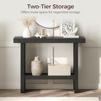 MAHANCRIS Console Table, 39.4'' Black Rectangular Entryway Table, Modern Console Table with Storage, Sofa Tables for Hallway, Foyer, Living Room, Easy Assembly, Black CTHB16801