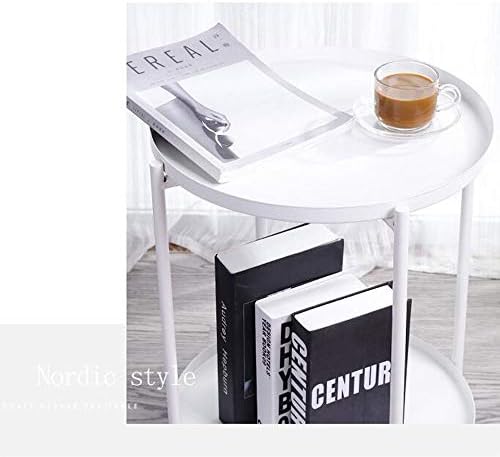 Telephone Table, Tray Metal End Table,Side Table Round Tray,Removable Tray Outdoor & Indoor Drink,Snack Coffee Table,Telephone Table,3 Colors,2 Layers (Color:White,Size:1