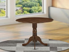 East West Furniture DLT-AWA-TP Dublin Dining Room Table - a Round Solid Wood Table Top with Dropleaf & Pedestal Base, 42x42 Inch, Walnut