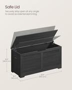 VASAGLE Storage Chest, 39.4 Inches Width Bench with 2 Safety Hinges | Farmhouse Style, for Entryway, Bedroom, Living Room, Charcoal Gray, SOFIE Collection ULSB061B01