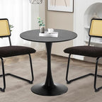 Black Round Dining Table, 27.6" Tulip Table Kitchen Round Dining Table for 1-2 People with MDF Table Top and Metal Pedestal Base, Mid-Century Leisure Table for Home, Dining Room, Cafe
