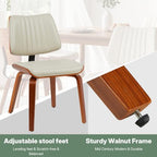 Dining Chairs Set of 4, Mid Century Modern Dining Walnut Chairs,Beige | Faux Leather Dining Chair with Upholstery and Bentwood Open Backrest, Armless Dining Room Sets for Kitchen,Study Room