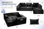 HABUTWAY 105" L-Shape Modular Sectional Sofa Couch for Living Room,No Assembly Required,Modular Comfy Sofa with Deep Seat for Living Room Bedroom,Luxury Distressed Velvet(Right,Black)