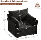ABCASA Oversized Chenille Accent Chair,Washable Cover and Deep Seat,Black | Extra Wide Seat and Washable Cover,with Fluffy Pillows and Soft Cushions,Reading Chairs for Living Room,Bedroom,Pet-Friendly