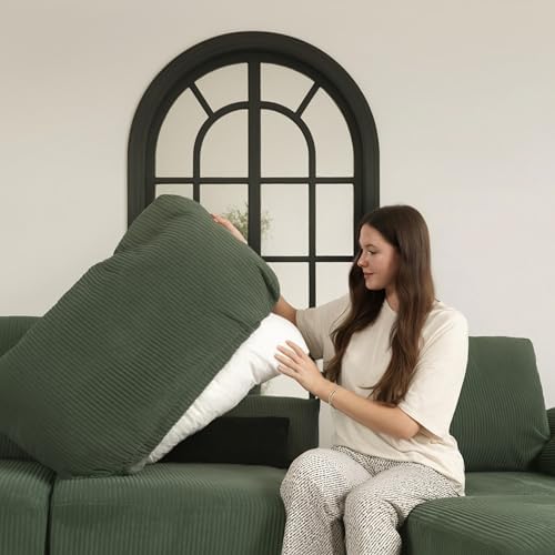 EASE MOOSE Oversized Modular Sectional Sofa with Ottoman, Modern Luxury Wide Deep Modular Couch, U Shaped Couch for Big Spaces Living Room,Green