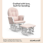 Storkcraft Premium Hoop Glider & Ottoman, White/Pink