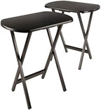 Winsome Corbett Set of 2 Oversized Foldable Snack Tables | Easy to Store Portable Fold Up Table Set for Kitchen, Living Room TV Dining, Crafts, Puzzles, Work From Home