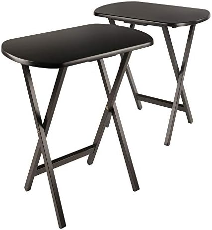 Winsome Corbett Set of 2 Oversized Foldable Snack Tables | Easy to Store Portable Fold Up Table Set for Kitchen, Living Room TV Dining, Crafts, Puzzles, Work From Home