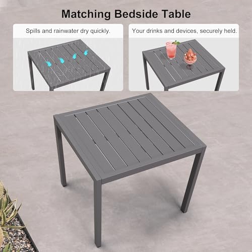 PURPLE LEAF Patio Chaise Lounge Set for 2, Oversize Seat, Grey | Reinforced aluminum frame with angled legs supports up to 320 lbs, providing solid stability without sagging or rocking