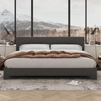 Allewie King Size Upholstered Bed Frame Adjustable Headboard, Dark Grey