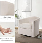 Swivel Accent Chair, Upholstered Velvet Barrel Armchair, Modern Round Single Sofa Seating Comfy Reading Corner Chairs for Living Room Bedroom, Fully Assembled (Velvet Ivory, Set of 2)