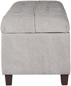 Homepop Home Decor | Tufted Ainsley Button Storage Ottoman Bench with Hinged Lid | Ottoman Bench with Storage for Living Room & Bedroom, Grey