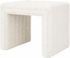 HomePop 19" Modern Channel Tufted Ottoman - Cream Boucle