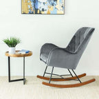 Upholstered Rocker, Mid Century Modern Gliding Accent Chair with Soft Foam Seat for Bedroom Balcony, Comfy Armchair, Dark Grey