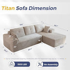 MAXYOYO Couch, 104-Inch L-Shape Sectional Sofa, Right-Facing Chaise