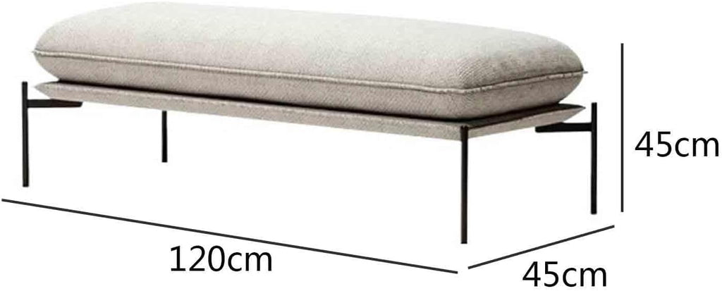 Modern Stainless Steel Bed end Stool Bedroom Dressing Room Rest Area Fabric Shoe Changing Entryway(Medium)