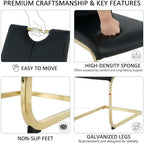 FT Global Modern PU Leather Dining Chair Set of 6, Upholstered Black Chairs with Gold Metal Legs, Kitchen and Dining Room Furniture