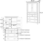 JIVOIT 77.3-inch Tall Large Kitchen Pantry with 6 Door Shelves, 2 Adjustable Shelves and 6 Drawers, 2 Doors, Modern Storage Cabinet Cupboard for Kitchen, Dining & Bathroom (Blue,53)