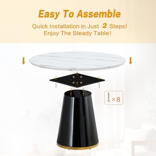 Round Dining Table Set for 4, Modern 45'' Small Dining Table for Kitchen, Space Saving, Easy Assembly