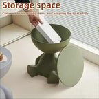 Side Table, Bedside Table with Storage, Round End Table, Balcony Table, Suitable for Bedroom, Living Room, Leisure Room(Red)