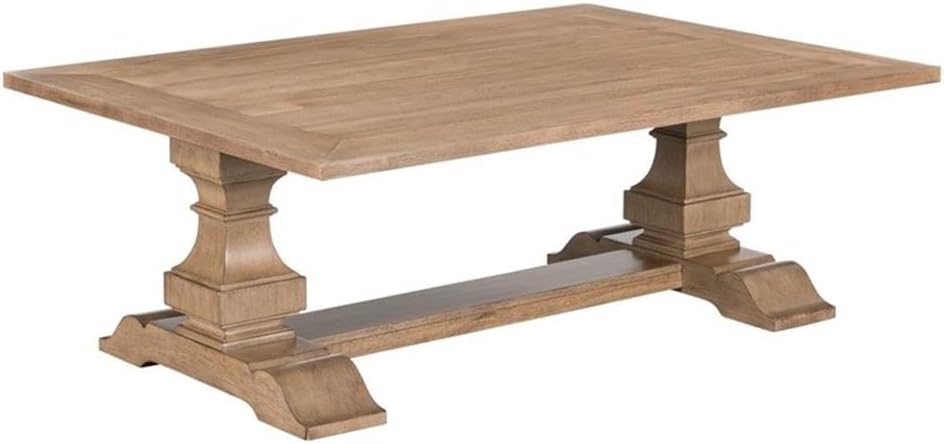Pemberly Row 3 Piece Cocktail Table Set, Rubberwood and Rustic Birch Veneers, Camel Beige Finish, Includes Rectangular Coffee Table and 2 End Tables, Storage Drawer, Open Shelf, Traditional Living