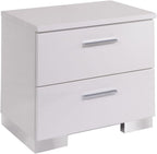 2 Drawers Nightstand with Chrome Legs, White,for Small Spaces