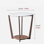 Telephone Table, Marble Surface Telephone Table,Sofa Round Side Table,Small Metal Coffee Table in The Living Room,Brushed Stainless Steel Bracket,Thickened Solid Base