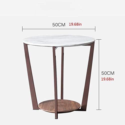 Telephone Table, Marble Surface Telephone Table,Sofa Round Side Table,Small Metal Coffee Table in The Living Room,Brushed Stainless Steel Bracket,Thickened Solid Base