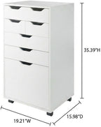 Furnifact White Tall Mobile Storage Cabinet, Multi-Storage Rolling Pantry, Contemporary Design, Durable Steel Frame, Easy Mobility and Spacious Organization