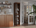 Palace Imports Solid Wood Kitchen Pantry Cabinet w/Frosted Glass Doors - Narrow Storage Cabinet - 16.5" Wide x 71.5" Tall - Mocha, Adjustable Shelves, 100% Eco-Friendly Wood, Modular Cabinets