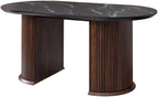 T4TREAM Fluted 63" Oval Dining Table for Kitchen Living Room, Walnut&Black